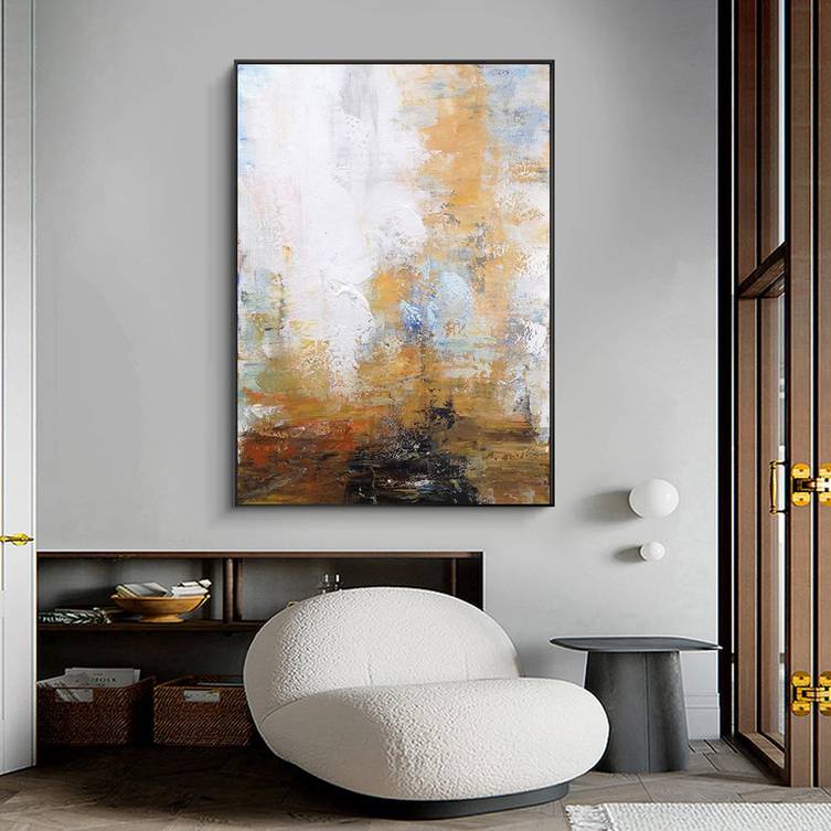 Grey Office Blue White Abstract Canvas Artwork 70CB6 wall art